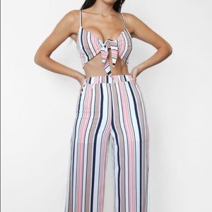 Multi stripe texture chiffon set